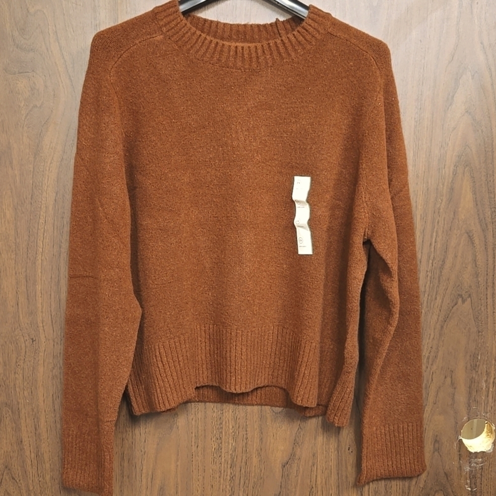 Universal Threads Size 2XL Brown Cropped Faux Cashmere Crew Neck Sweater